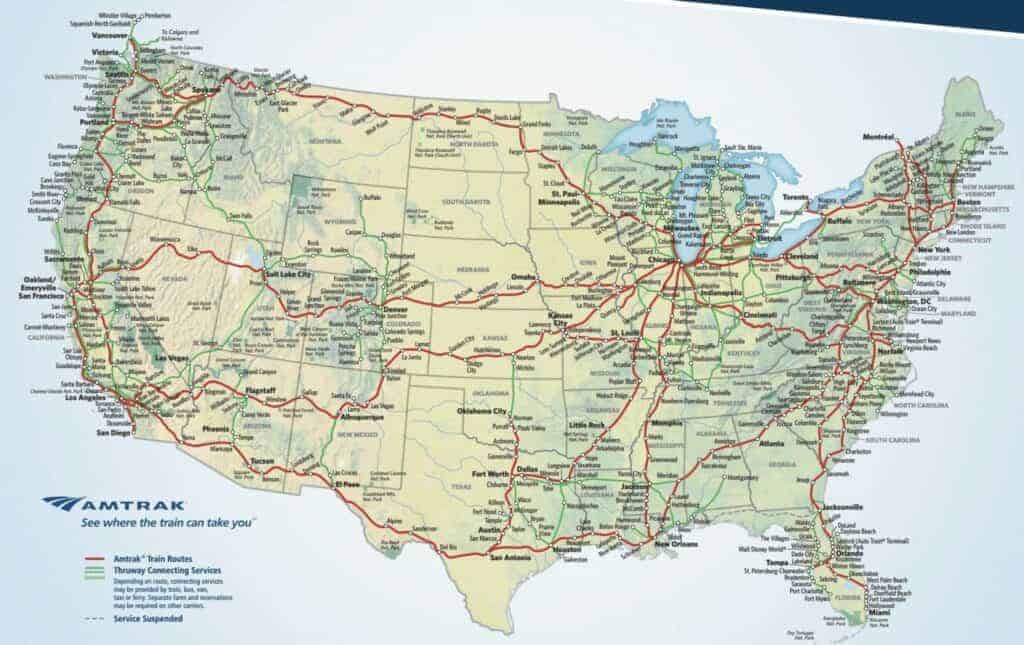 Amtrak train route map usa