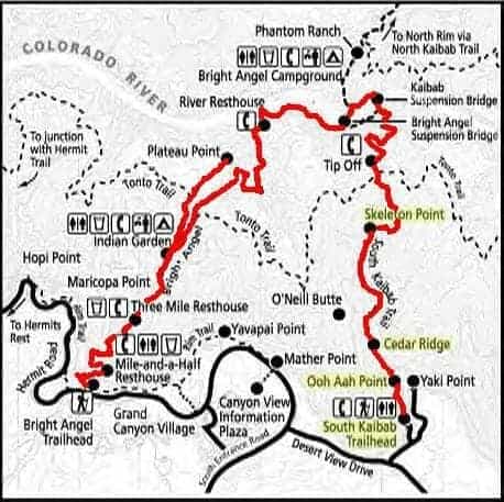 grand canyon hiking trails map