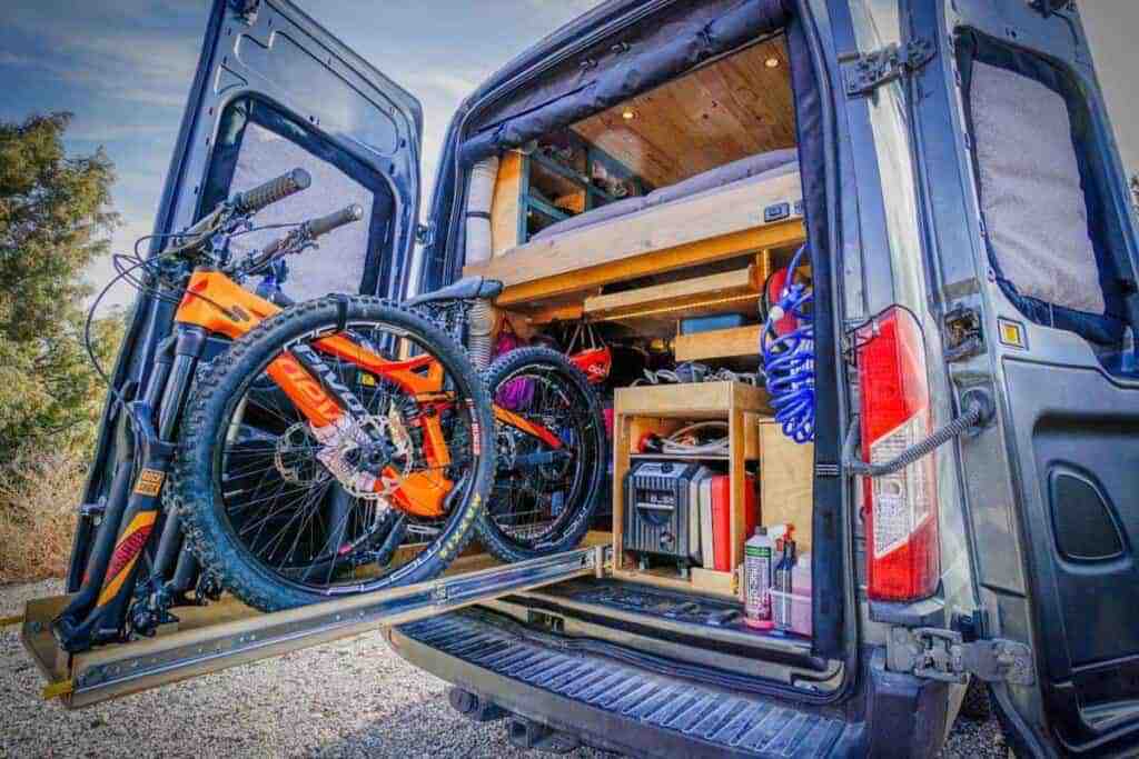 campervan bike storage on sliders