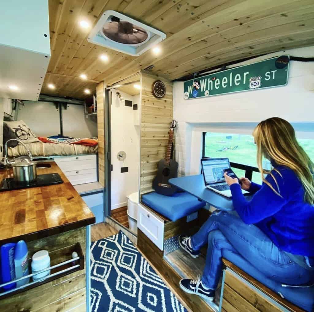 campervan office and desk