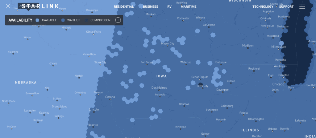 starlink for campervan map