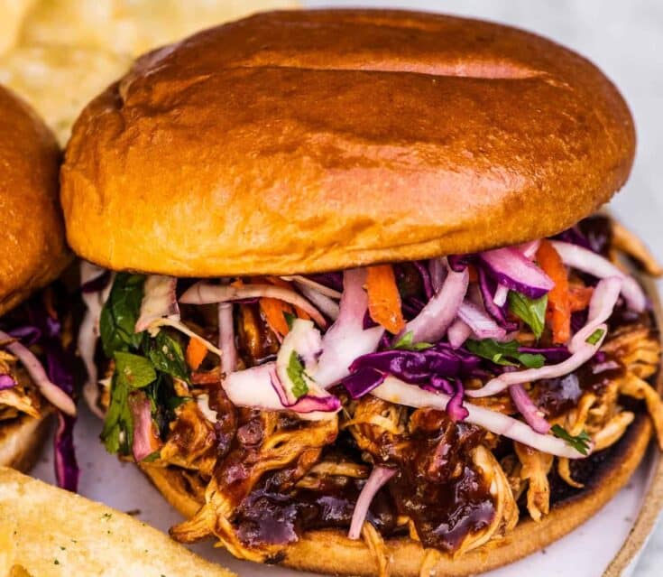 dutch oven bbq pulled chicken sandwich