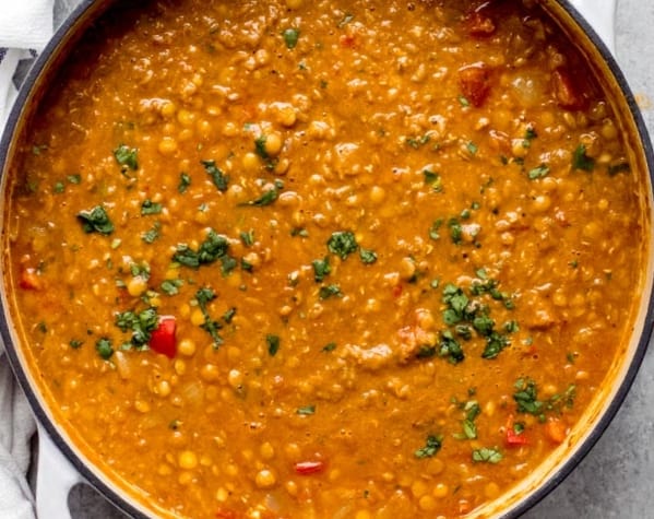 dutch oven vegan lentil soup