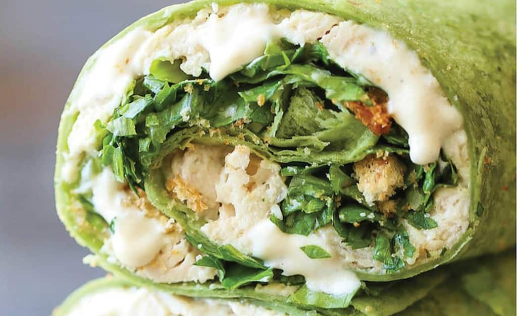 Crockpot Chicken Ceasar Wraps