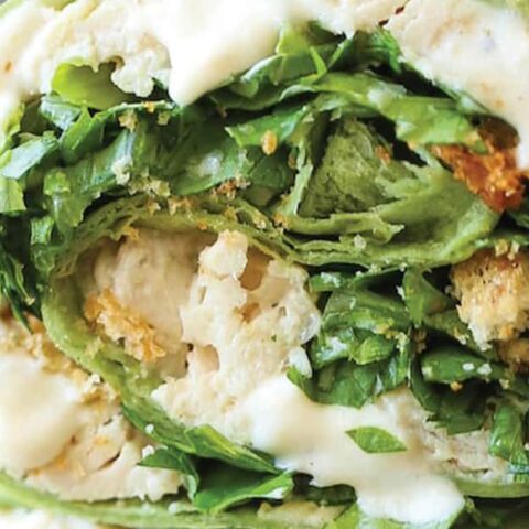 Crockpot Chicken Ceasar Wraps